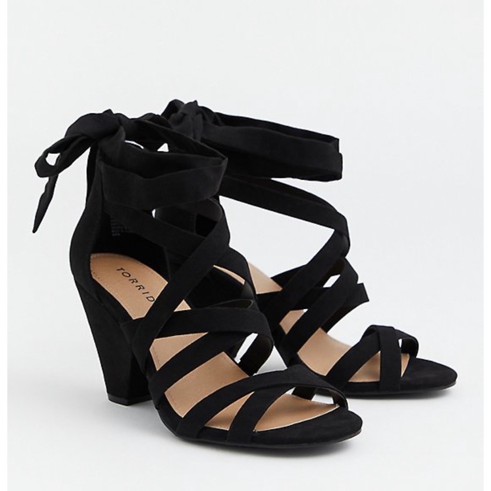 Black Ankle Wrap Heels
